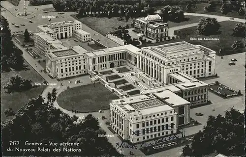 Geneve GE Palais des Nations Fliegeraufnahme Kat. Geneve