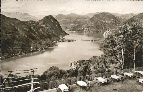 Serpiano TI Kurhausterasse Panorama Kat. Lugano