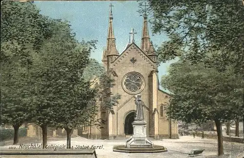 Neuchatel NE Collegiale Statue Farel / Neuchatel /Bz. Neuchâtel