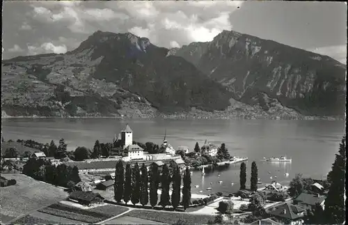 Spiez BE Thunersee Schloss Hafen Kat. Spiez