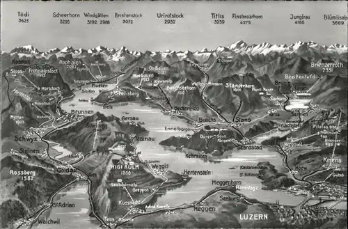 Luzern LU Uriotstock Jungfrau Meggenhorn Weggis Rigi Kulm Vogelschau / Luzern /Bz. Luzern City