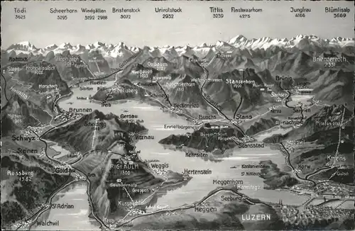 Toedi Vogelschau Luzern Titlis Urirotstock Bristenstock Rigi Kulm Kat. Toedi