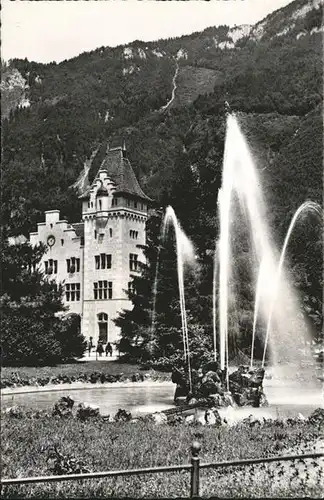 Glarus Bahnhof Volksgarten Springbrunnen Kat. Glarus