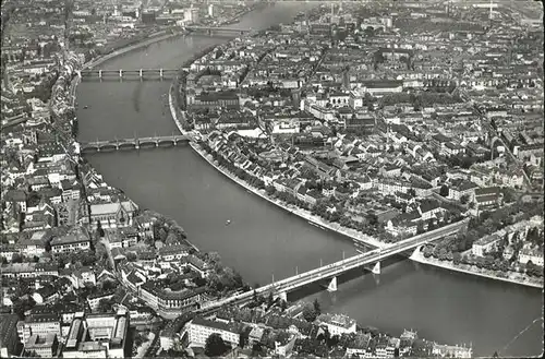 Basel BS Fliegeraufnahme Rhein Kat. Basel