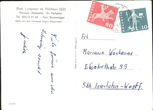 Pfaeffikon ZH Rest. Luegeten Terasse Kat. Pfaeffikon ZH