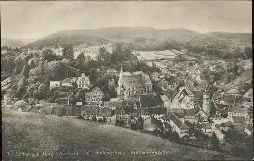 Stolberg Harz Aussicht vom Erholungsheim "Kraftfahrer Dank" Kirche Kat. Stolberg Harz