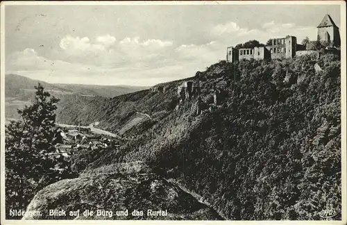 Nideggen Eifel Blick auf die Burg und das Rurtal Kat. Nideggen