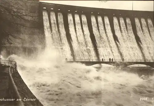 Waldeck Edersee Edertalsperre Hochwasser Edersee Kat. Edertal