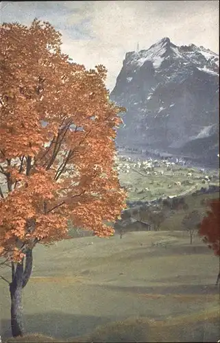 Grindelwald Motiv bei Grindelwald im Herbst mit Wetterhorn Berner Alpen Kat. Grindelwald