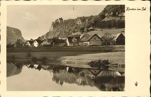 Hausen Tal Partie an der Donau mit Schloss Werenwag Kat. Beuron