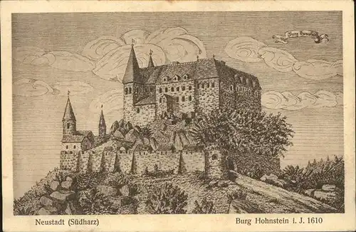 Neustadt Harz Burg Hohnstein Kuenstlerkarte nach einer Zeichnung von Hesse Kat. Neustadt Harz