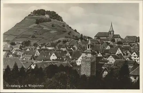 Weinsberg Ortsansicht mit Kirche Turm Kat. Weinsberg