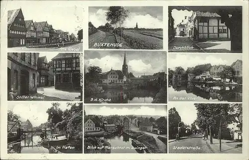 Buxtehude Alte Giebel Stiller Winkel Hafen Marschtor mit Zwinger Kirche Partie an der Viver Staderstrasse Kat. Buxtehude