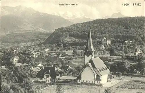 Spiez BE Ortsblick mit Blueemlisalp Kat. Spiez