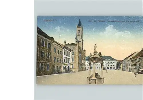 Kamenz Sachsen Markt mit Rathaus und Andreasbrunnen Kat. Kamenz