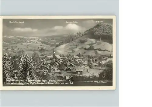 Oberstaufen Ortsblick mit Alpenpanorama Kat. Oberstaufen