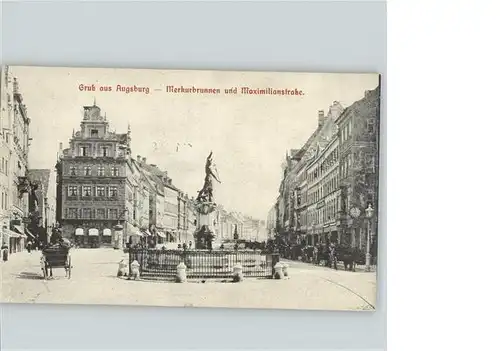 Augsburg Merkurbrunnen und Maximilianstrasse Kat. Augsburg