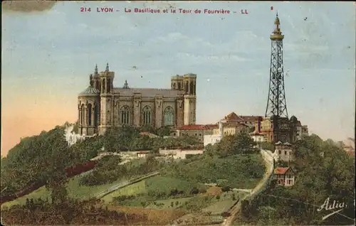 Lyon France La Basilique et la Tour de Fourviere Kat. Lyon