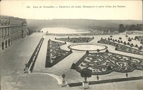 Versailles Yvelines Parc Parterres du midi Orangerie et piece d eau des Suisses Kat. Versailles