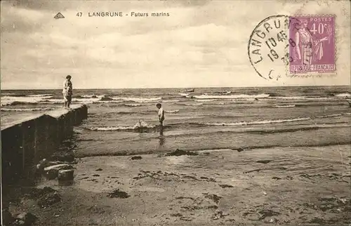 Langrune sur Mer Futurs marins plage Stempel auf AK Kat. Langrune sur Mer