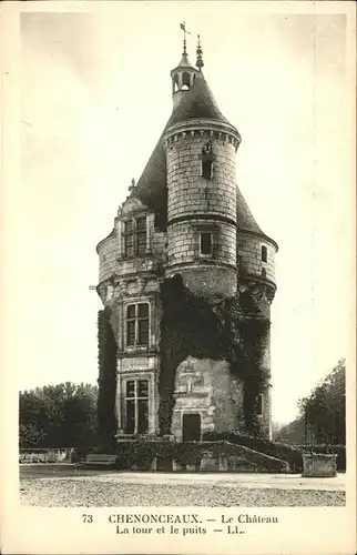 Chenonceaux Indre et Loire Le Chateau tour et le puits Kat. Chenonceaux
