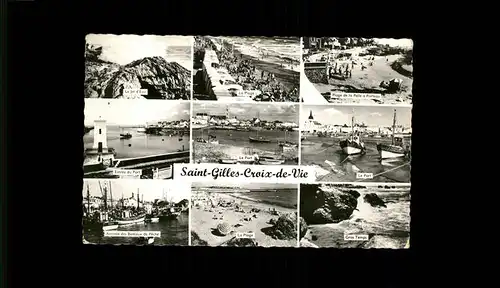 Saint Gilles Croix de Vie Vendee Jet d eau plage de la Pelle a Porteau port gros temps bateaux de peche Kat. Saint Gilles Croix de Vie