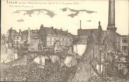 Lille Nord apres le Bombardement Octobre 1914 Rue de la Piquerie Kat. Lille