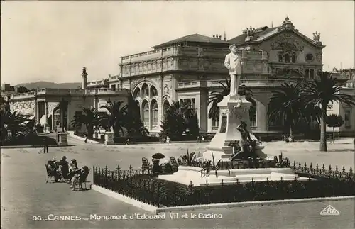 Cannes Alpes Maritimes Monument d Edouard VII statue et le Casino Kat. Cannes