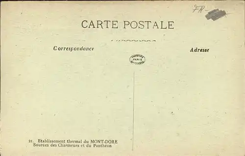 Mont Dore Puy de Dome Etablissement thermal Sources de Charmeurs et du Pantheon Kat. Mont Dore