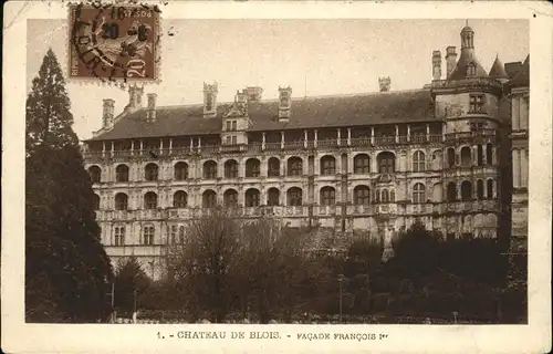 Blois Loir et Cher Le chateau facade Francois Ier Stempel auf AK Kat. Blois