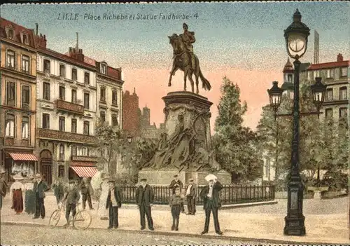 Lille Nord Place Richebe et Statue Faidherbe monument Feldpost Kat. Lille