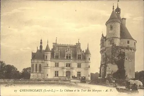 Chenonceaux Indre et Loire Le Chateau et la Tour des Marques Kat. Chenonceaux