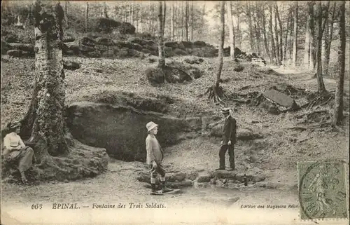 Epinal Vosges Fontaine des Trois Soldats Stempel auf AK Kat. Epinal