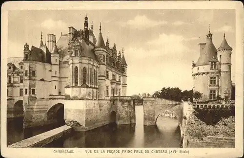 Chenonceaux Indre et Loire Chateau vue de la facade principale Kat. Chenonceaux