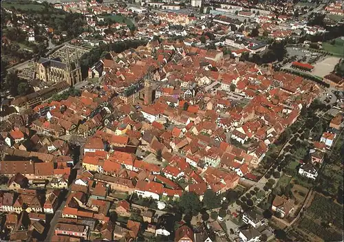 Obernai Bas Rhin Vue aerienne cathedrale