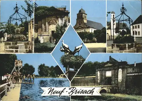 Neuf Brisach Vieux port Porte de Belfort Eglise Piscine Porte de Colmar cigogne Kat. Neuf Brisach