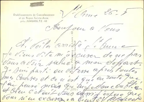 Jungholtz Etablissement de Convalescence et Repos Sainte Anne Kurheim Kat. Jungholtz