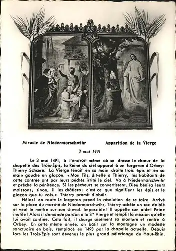 Trois Epis Haut Rhin Elsass Miracle de Niedermorschwihr Apparition de la Vierge Kat. Ammerschwihr