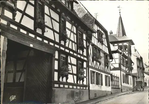 Dambach la Ville Strassenpartie Fachwerkhaus Kirchturm Kat. Dambach la Ville