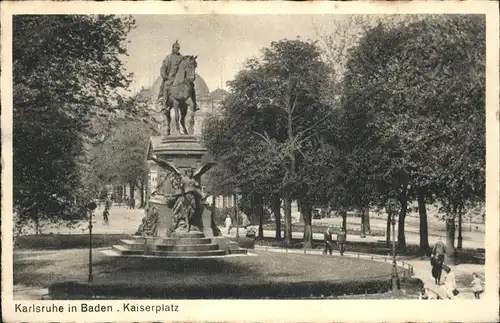 Karlsruhe Kaiserplatz mit Denkmal Kat. Karlsruhe