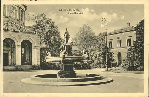 Karlsruhe Klose Brunnen Feldpost Kat. Karlsruhe
