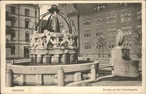 Karlsruhe Brunnen auf dem Gutenbergplatz Kat. Karlsruhe