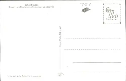 Bebenhausen Tuebingen Sommerrefrektorium im ehem Jagdschloss Kat. Tuebingen