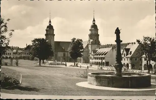 Freudenstadt Schwarzwald Marktplatz Brunnen Kirche Kat. Freudenstadt