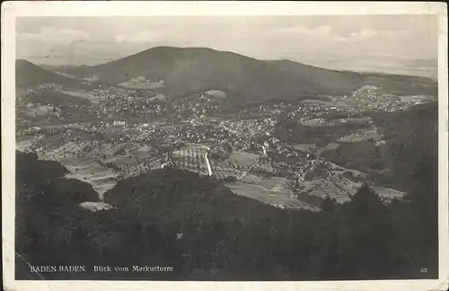 Baden Baden Blick vom Merkurturm Kat. Baden Baden