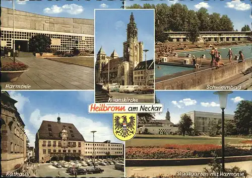 Heilbronn Neckar Harmonie Kilianskirche Rathaus Stadtgarten Schwimmbad Kat. Heilbronn