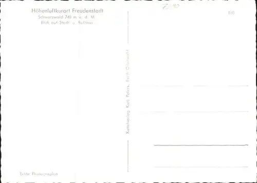 Freudenstadt Schwarzwald Blick auf Rathaus und Stadt Kat. Freudenstadt