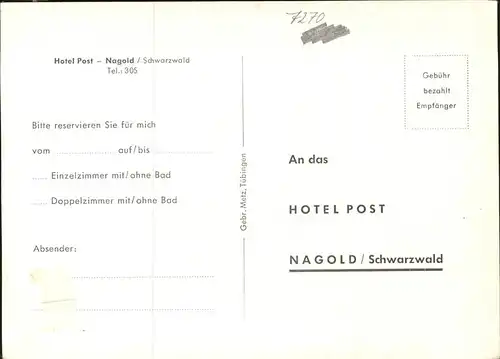 Nagold Hotel Post Kat. Nagold