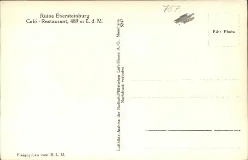 Ebersteinburg Fliegeraufnahme Kat. Baden Baden