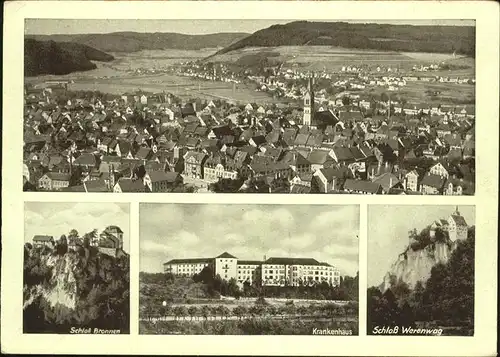 Tuttlingen Panorama Schloss Bronnen und Werenwag Krankenhaus Kat. Tuttlingen